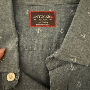 UNTUCKit Men's Blue Anchor Print Shirt